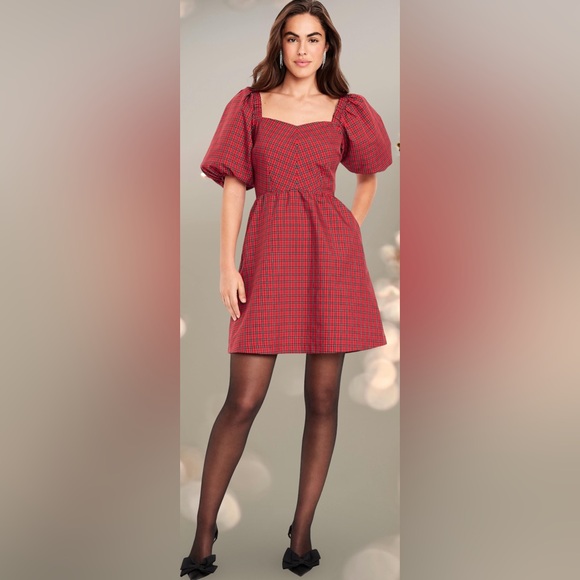 NWT Elegant Red Plaid Dress - Picture 9 of 16
